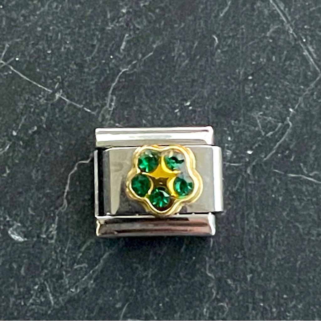 Morellato Stainless Steel And Gold Green Flower Bracelet Charm